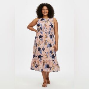 J. Crew Factory Floral Midi Dress in Pink and Blue